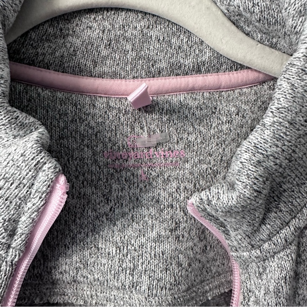 Vineyard Vines Zip Up Preppy Sweater Grey and Pink Girls Large 14 - Picture 12 of 12